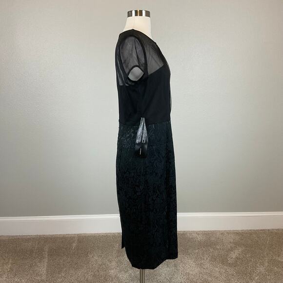 JS Collections Embroidered Lace Midi Sheath Cocktail Dress Black Size 18 - Picture 5 of 11